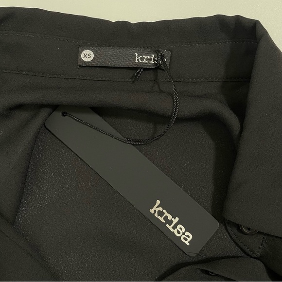 NWT Revolve Krisa Drape Button Front Mini Shirt Dress Tunic Black XS - Picture 15 of 16